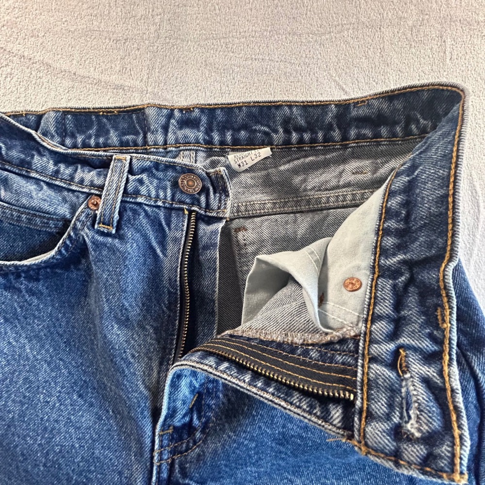 VTG Orange Tab Levi 505 Mens Jeans Reg Fit Straight Leg Dark Wash W31 L32 - Picture 5 of 11
